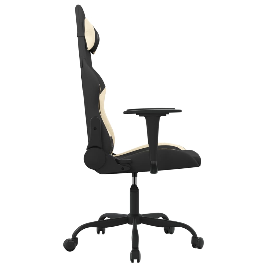 Cadeira gaming de massagens tecido preto e creme