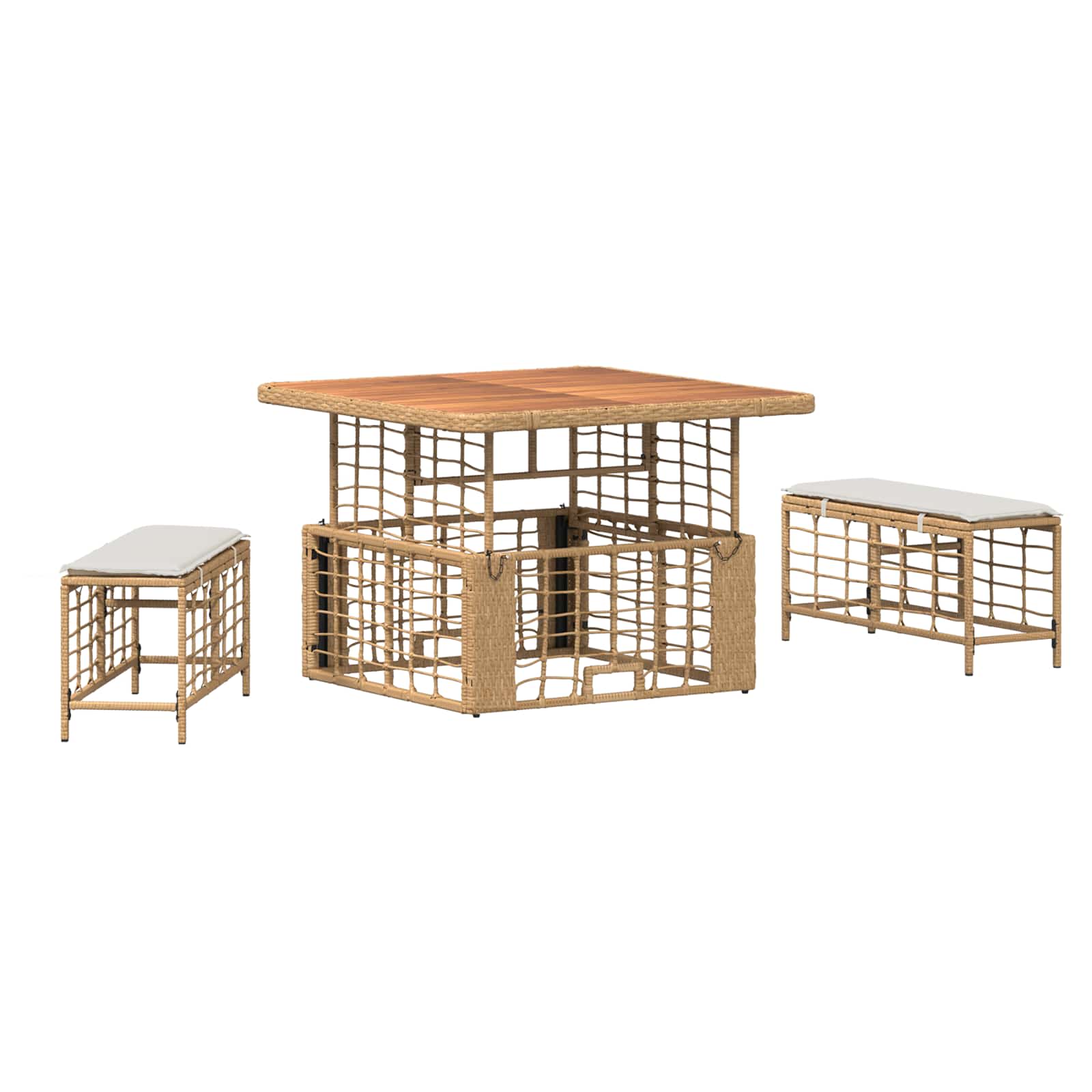 Conjunto de jantar para jardim 3 unid. natural e branco