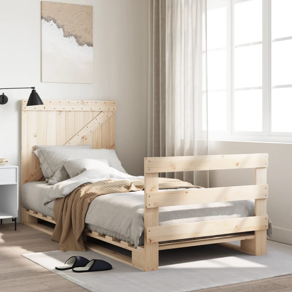 Estrutura de cama com cabeceira 90x200 cm pinho maciço