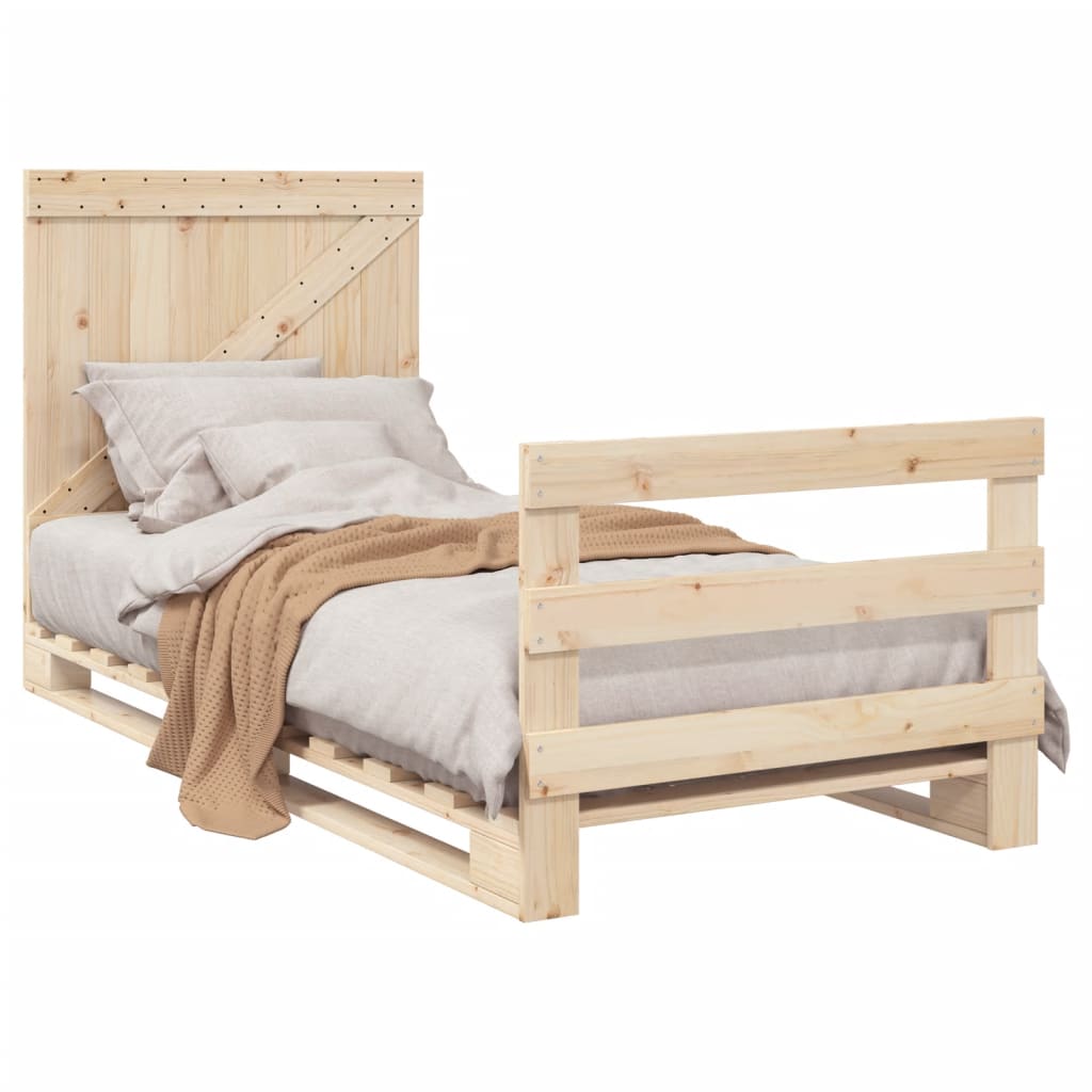 Estrutura de cama com cabeceira 90x200 cm pinho maciço