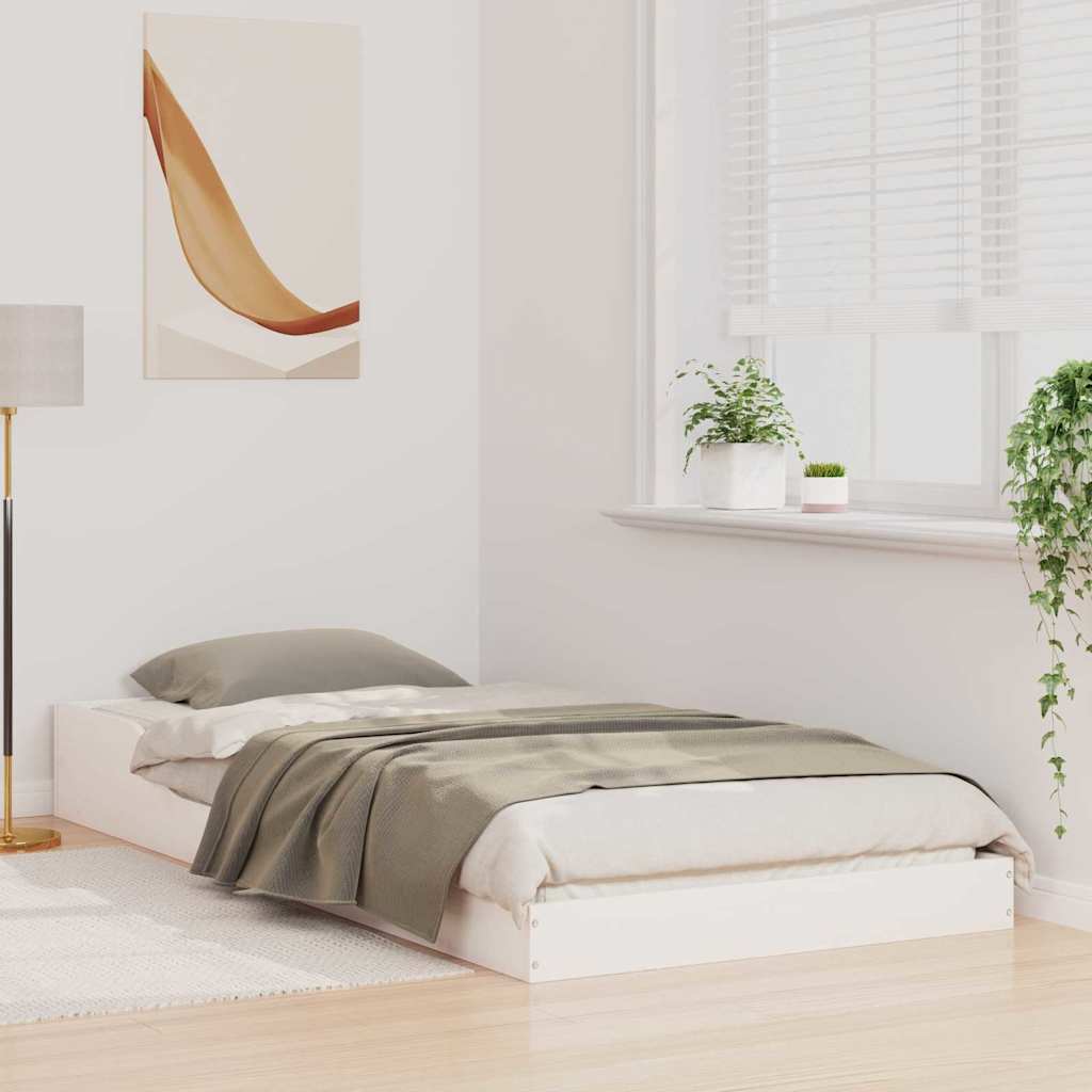 Estrutura da cama branco 75 x 190 cm madeira de pinheiro sólida