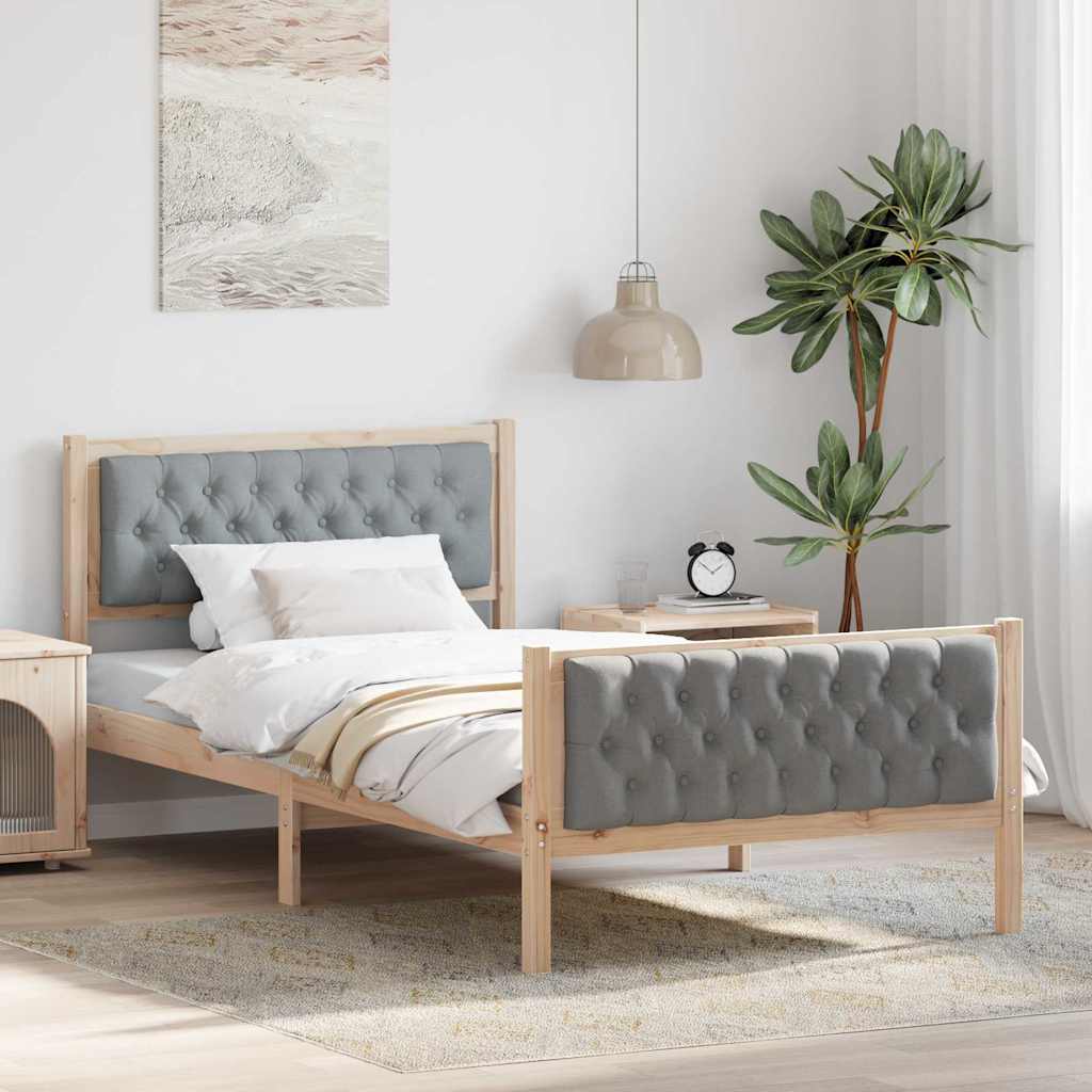 Estrutura da cama com cabeceira cinzento-claro 100 x 200 cm