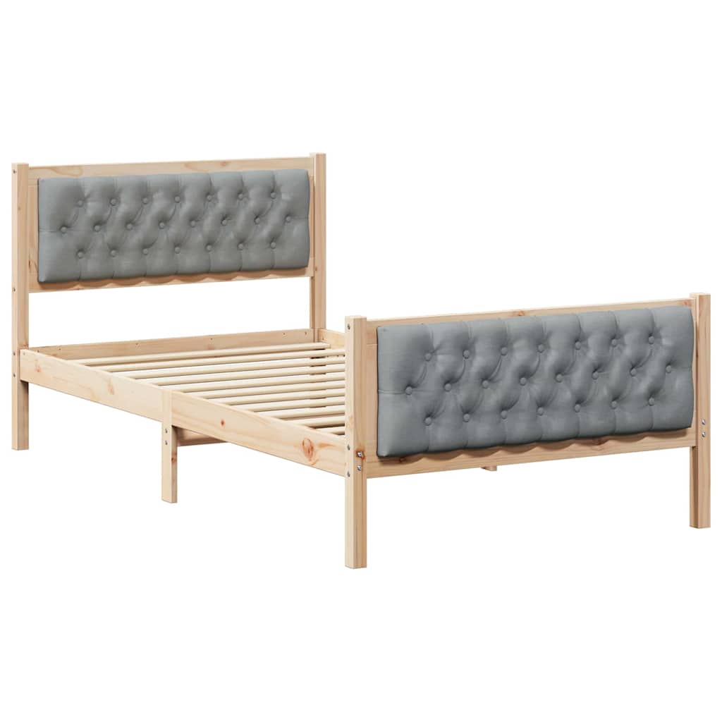 Estrutura da cama com cabeceira cinzento-claro 100 x 200 cm