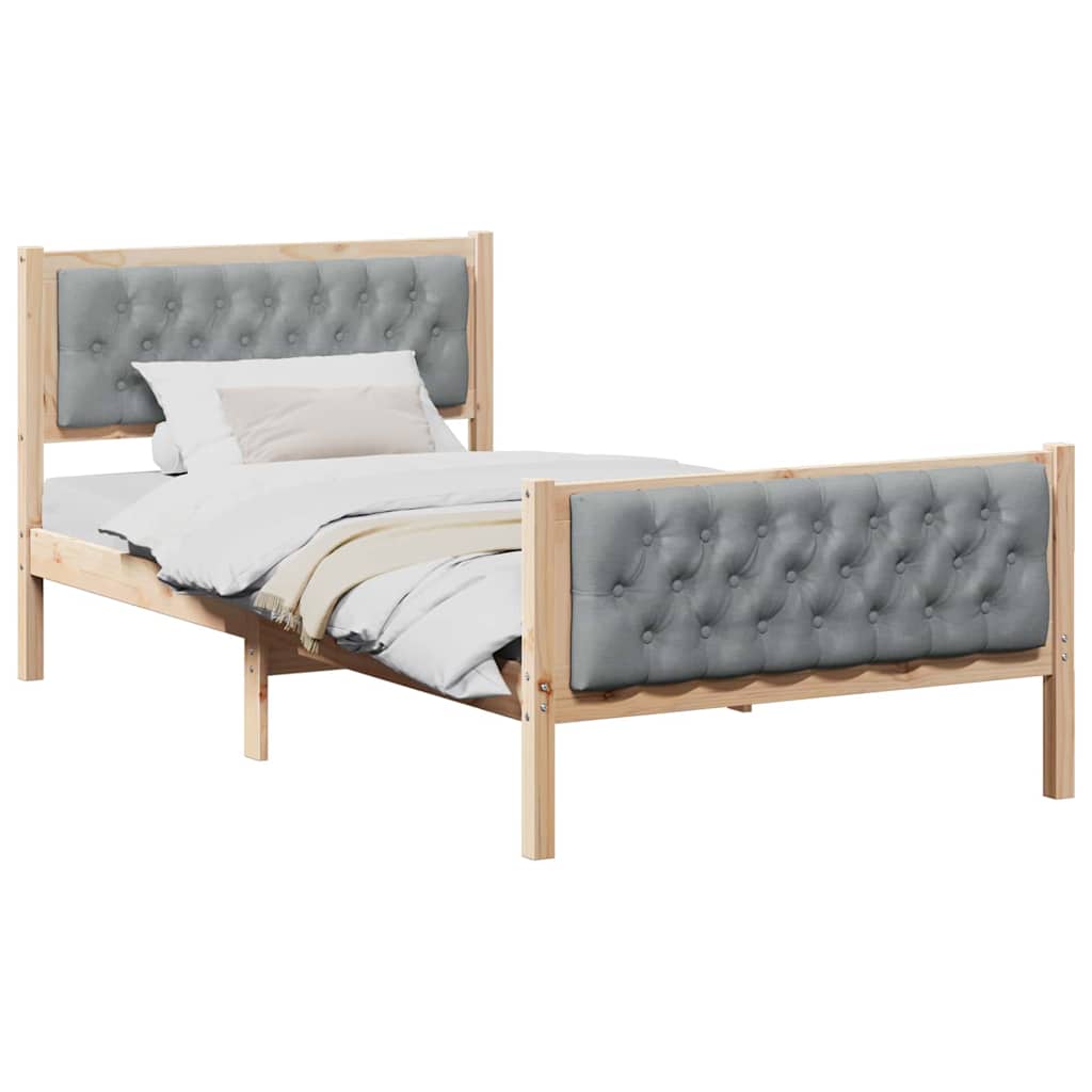 Estrutura da cama com cabeceira cinzento-claro 100 x 200 cm