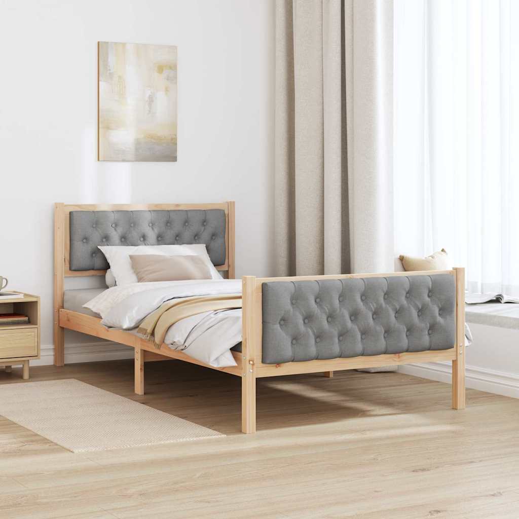 Estrutura da cama com cabeceira cinzento-claro 100 x 200 cm
