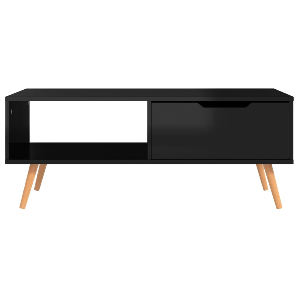 Mesa centro 100x49,5x43cm derivados de madeira preto brilhante