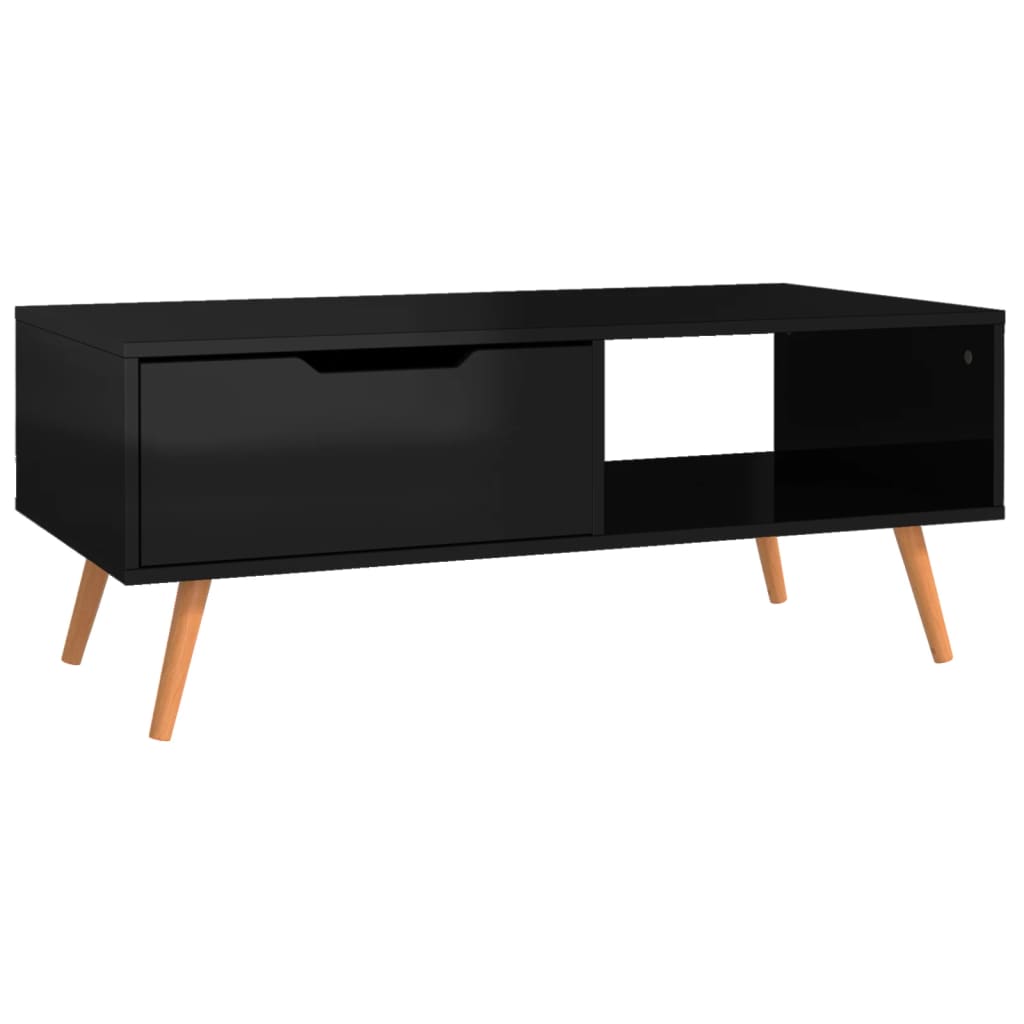 Mesa centro 100x49,5x43cm derivados de madeira preto brilhante