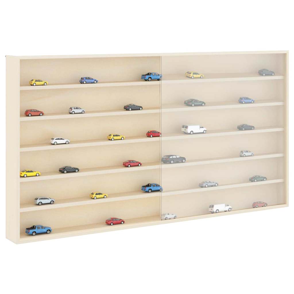 Gabinete expositivo de parede com porta bege 100 x 8,5 x 54 cm