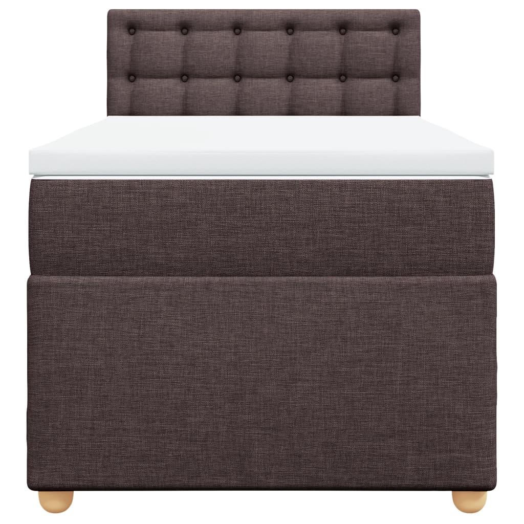 Cama com molas/colchão 100x200 cm tecido castanho-escuro