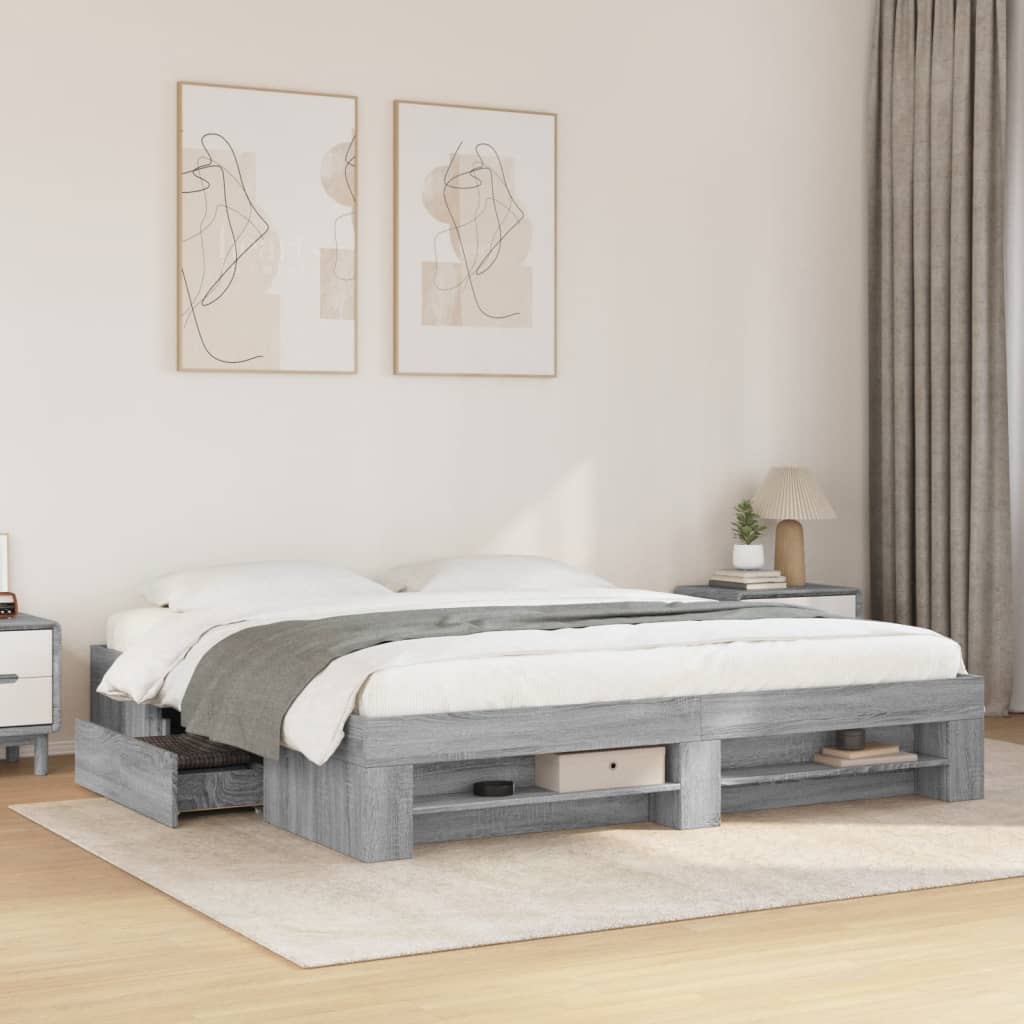 Estrutura de cama sem colchão 180x200 cm sonoma cinzento