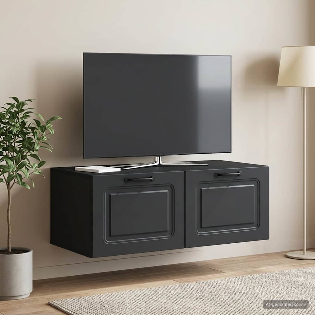 Gabinete de TV de parede preto 78,5 x 41 x 30 cm