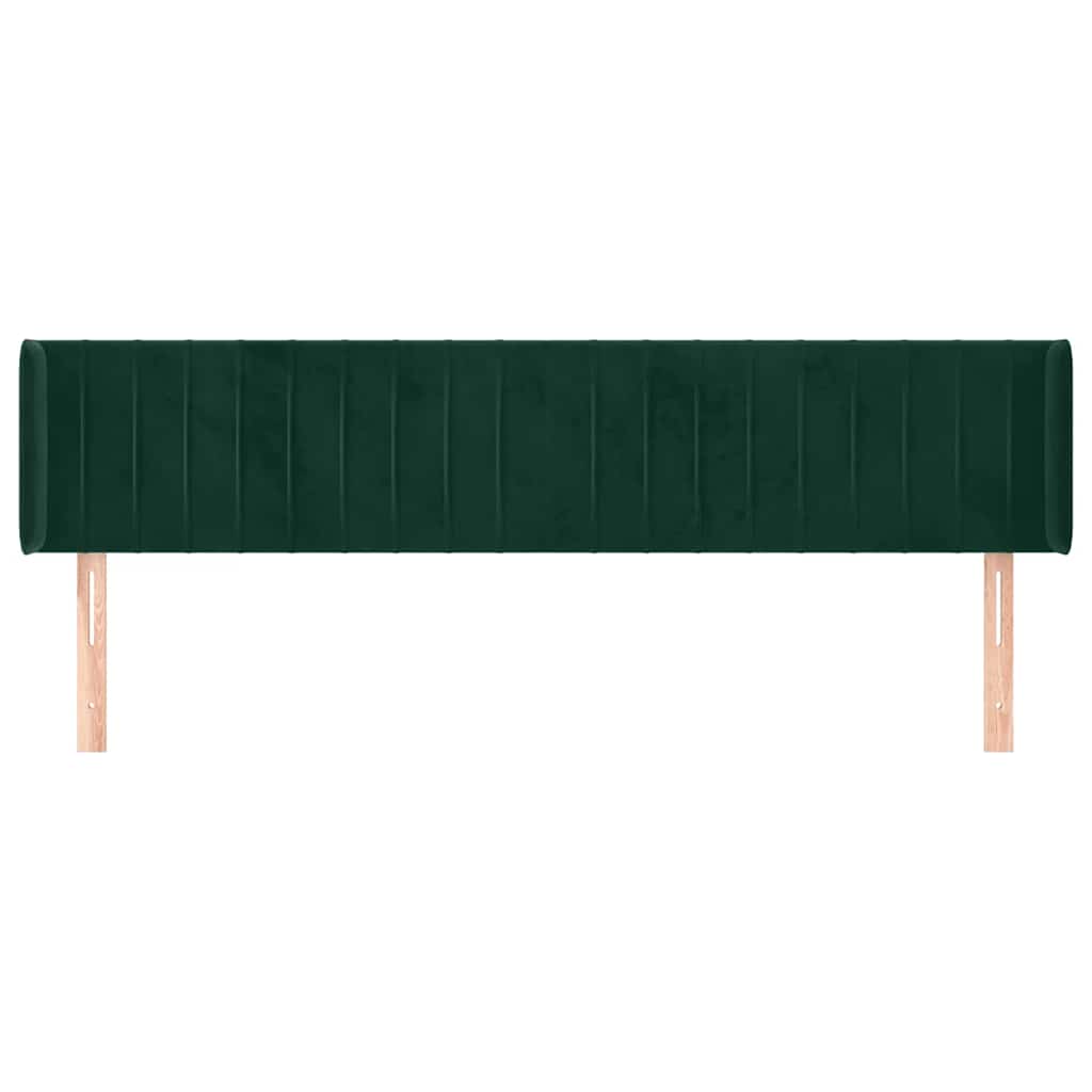 Cabeceira de cama c/ abas veludo 163x16x78/88cm verde-escuro