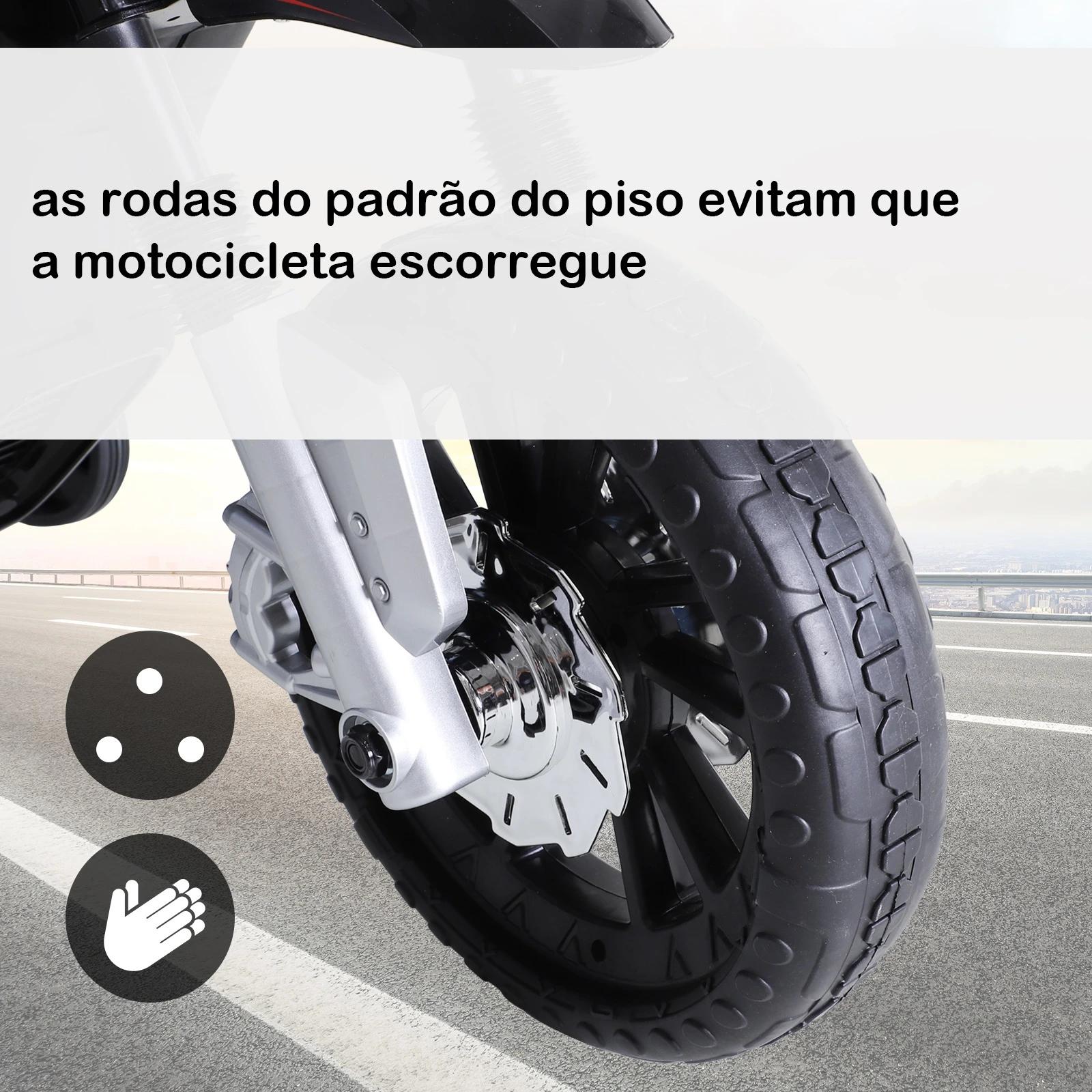 Mota Elétrica Infantil Motocicleta para Crianças acima de 3 anos Bateria 6V com Luzes e Música 105x52,3x62,3 cm Azul
