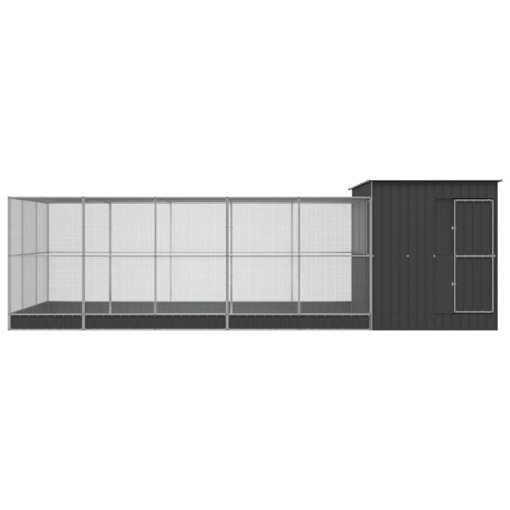 Aviário com extensão 704x303x216 cm aço prateado