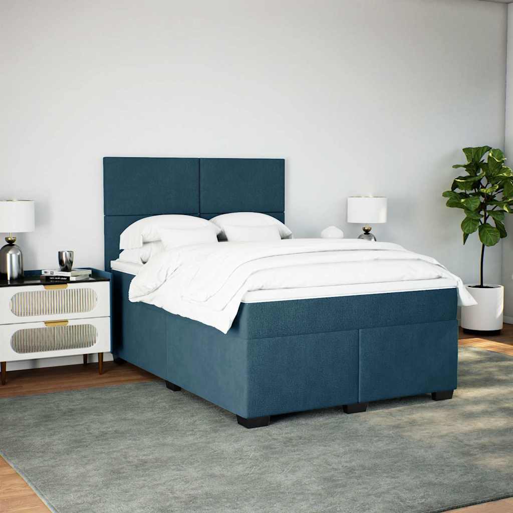 Cama com molas/colchão 140x200 cm veludo azul