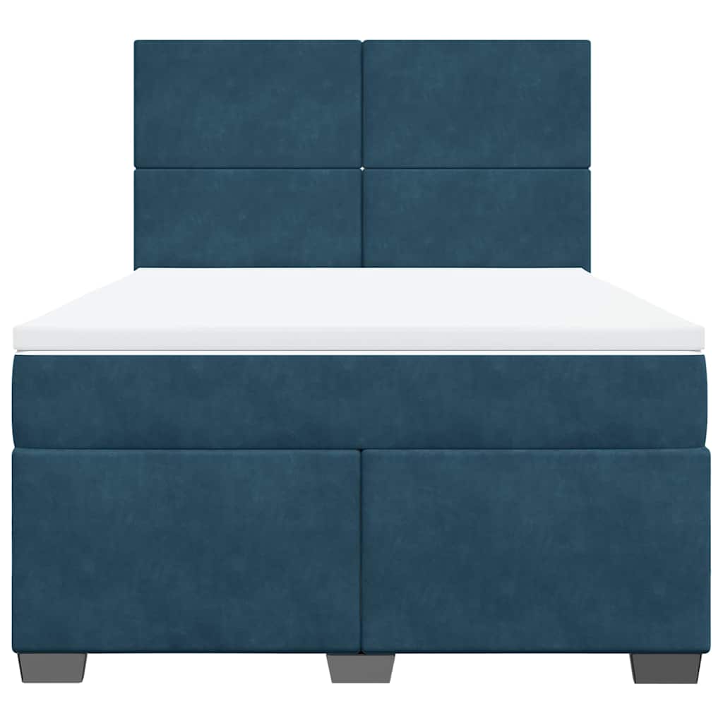 Cama com molas/colchão 140x200 cm veludo azul