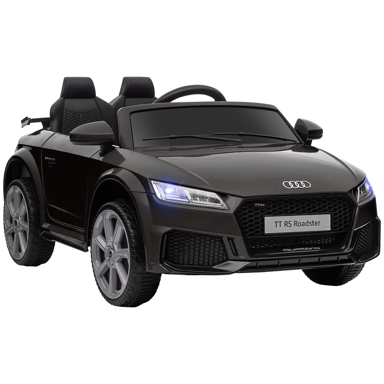 Carro elétrico audi tt para crianças acima de 3 anos com controlo remoto música e luzes bateria 12v 102x60x44 cm preto