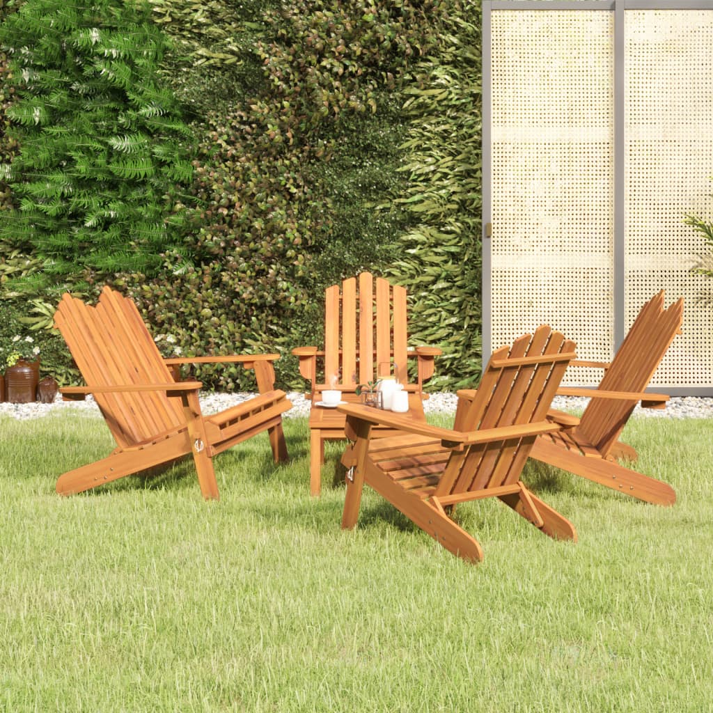 5 Pcs conjunto lounge de jardim adirondack acácia maciça
