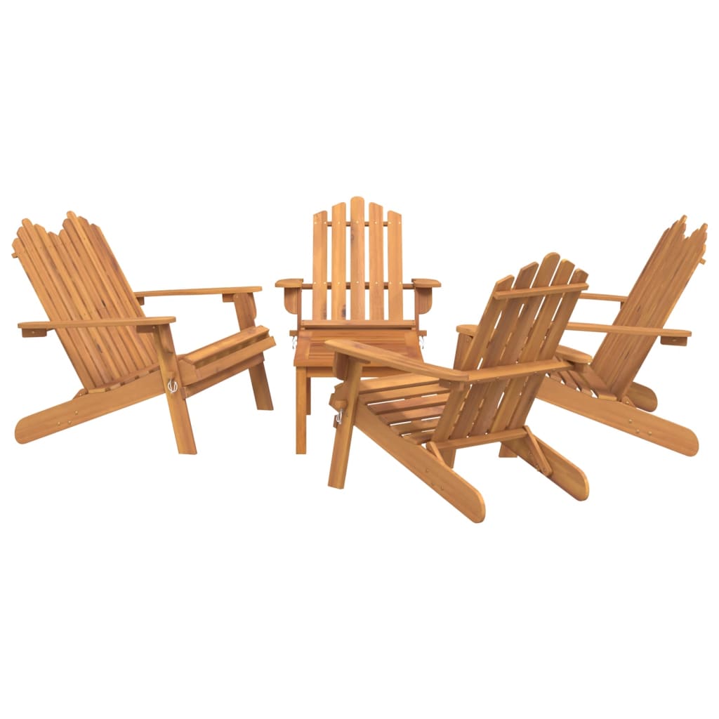 5 Pcs conjunto lounge de jardim adirondack acácia maciça