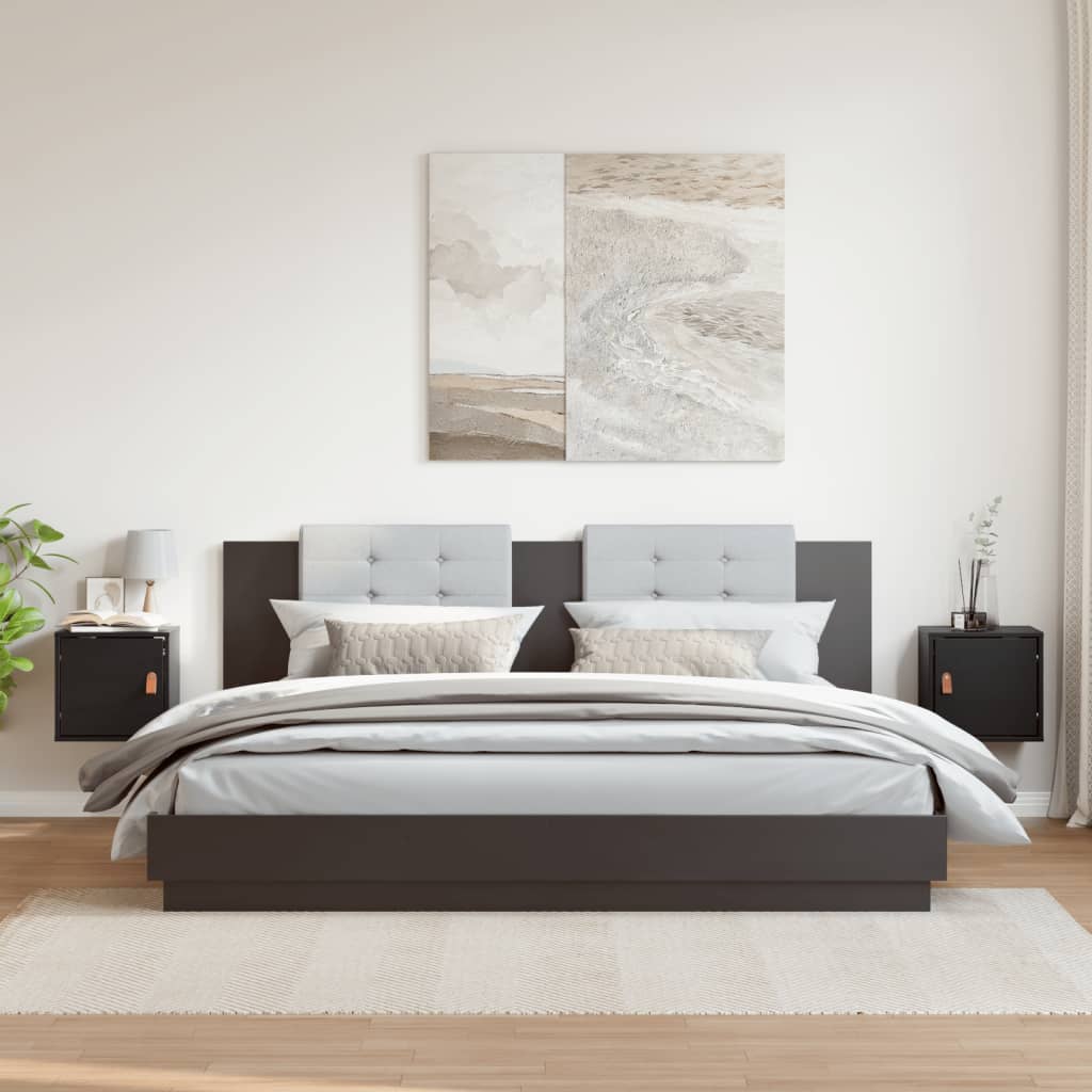 Armários de parede 2 pcs 31,5x30x30cm pinho maciço branco preto