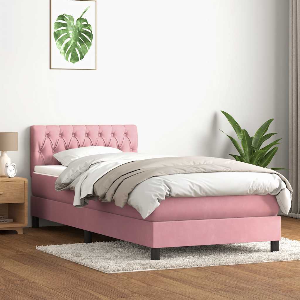 Cama com molas/colchão 80x220 cm veludo rosa