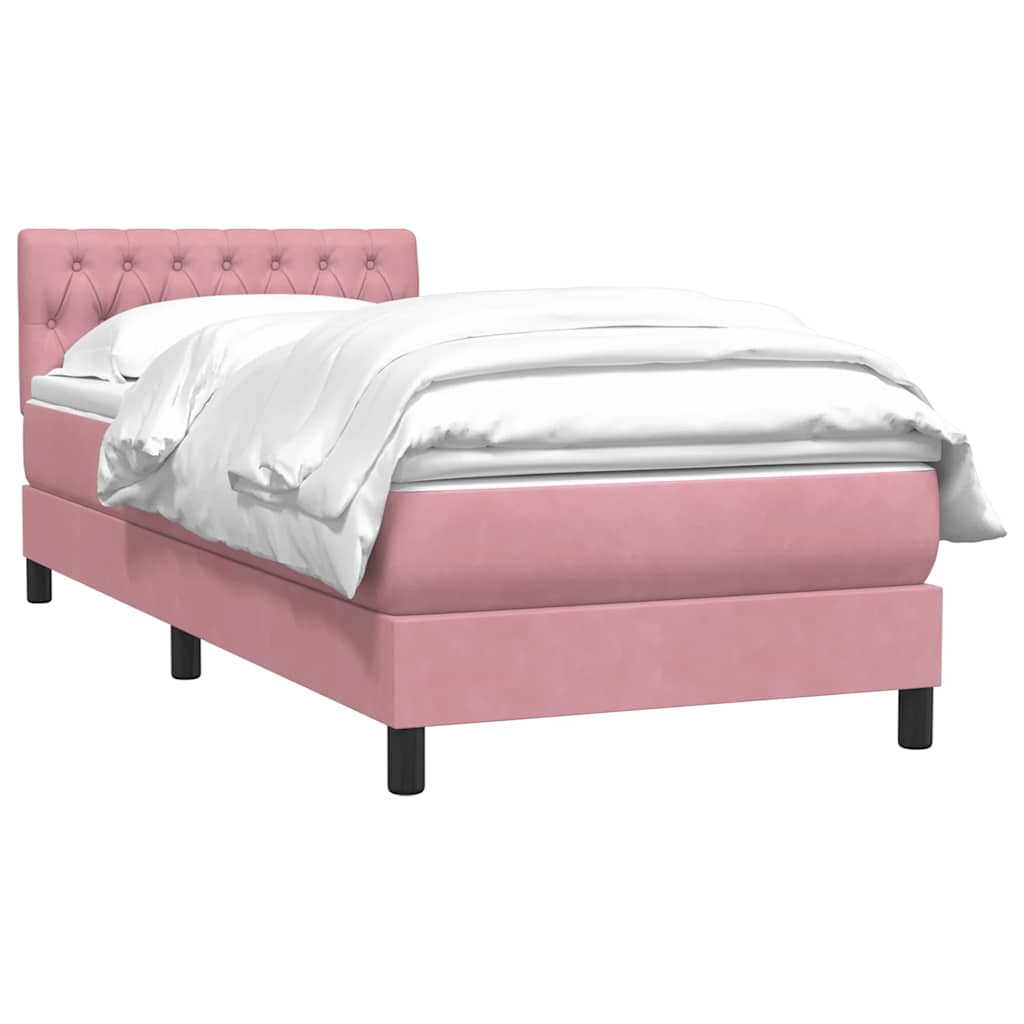 Cama com molas/colchão 80x220 cm veludo rosa