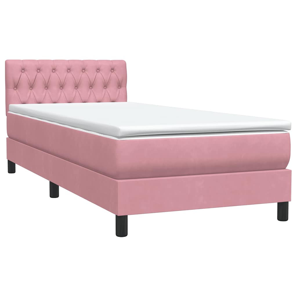 Cama com molas/colchão 80x220 cm veludo rosa