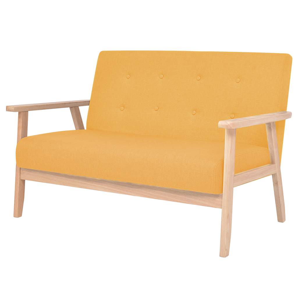 Conjunto de sofás 3 pcs tecido amarelo