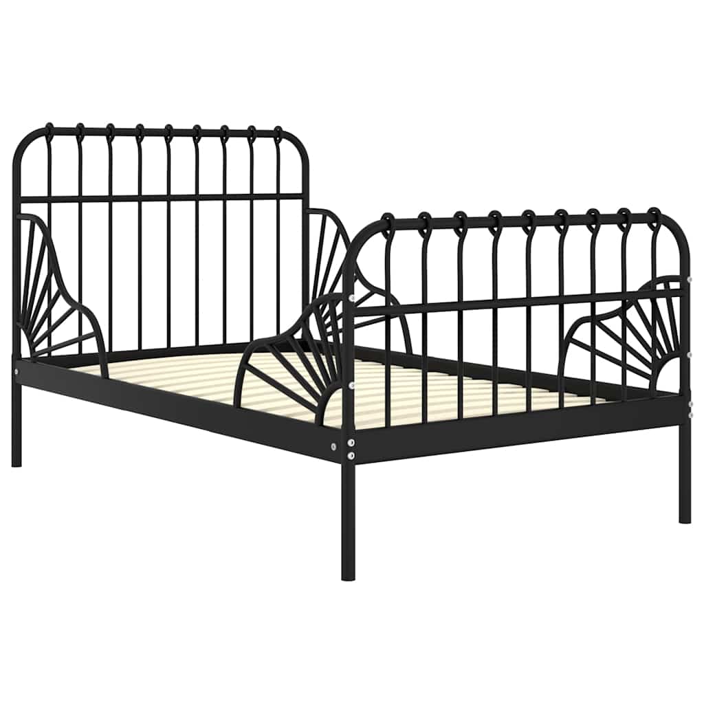 Estrutura de cama extensível em metal preto 80x130/200 cm