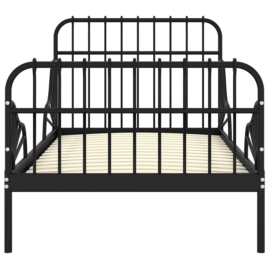 Estrutura de cama extensível em metal preto 80x130/200 cm