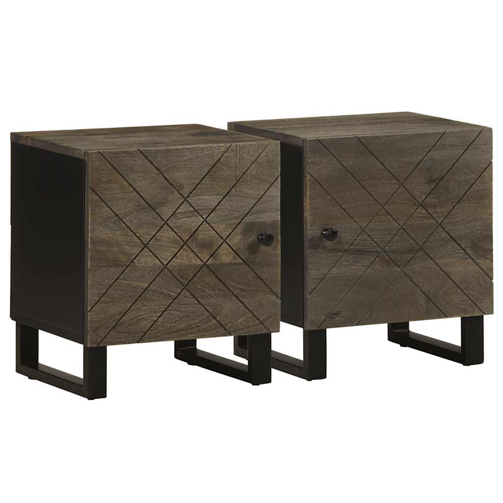 Mesas de cabeceira 2 pcs 40x33x46 cm mangueira maciça preto