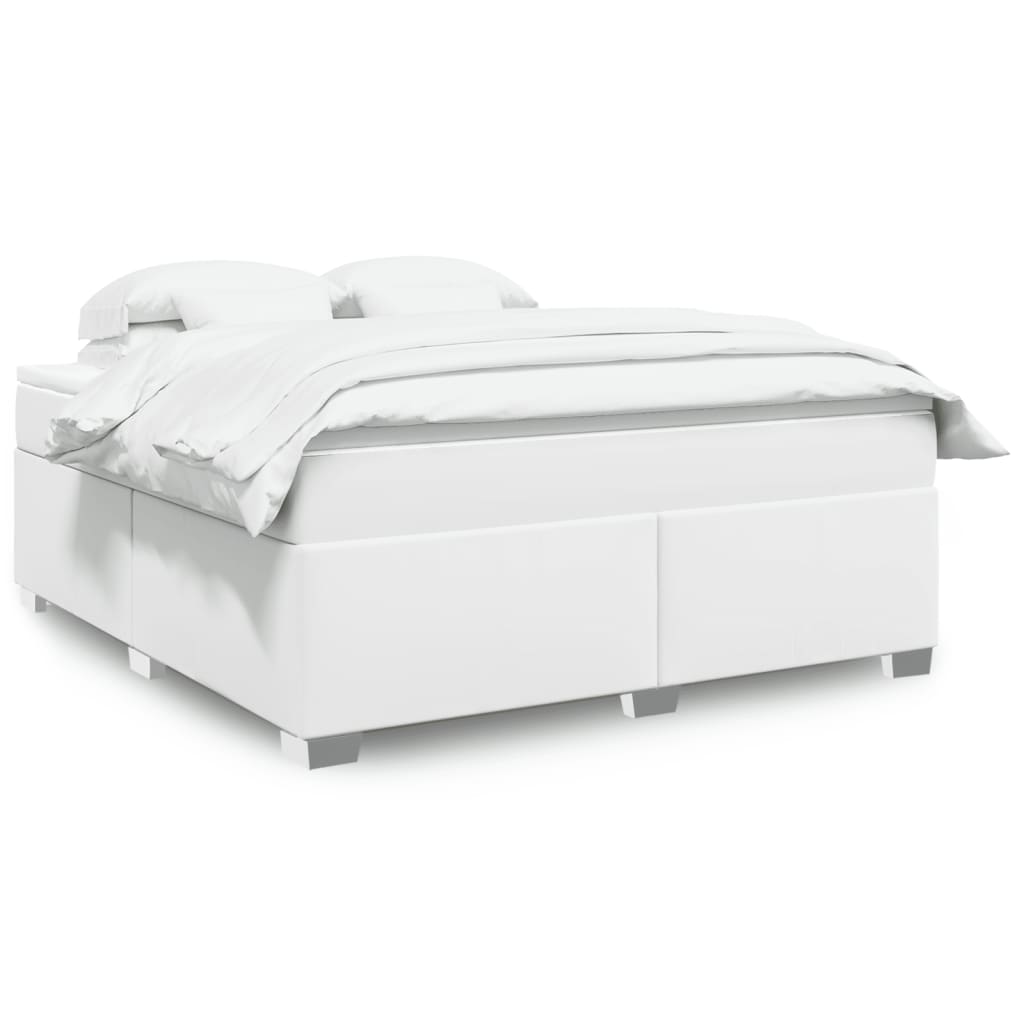 Cama com molas/colchão 180x200 cm couro artificial branco