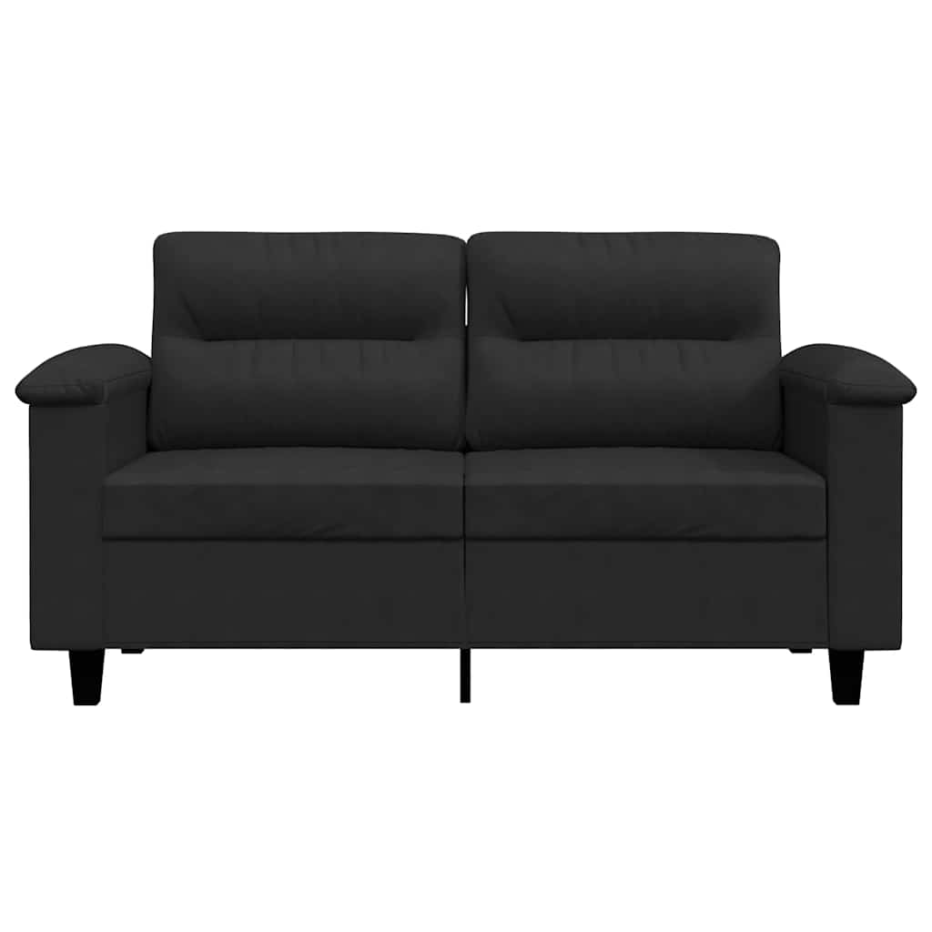 Sofá de 2 lugares 120 cm tecido de microfibra preto