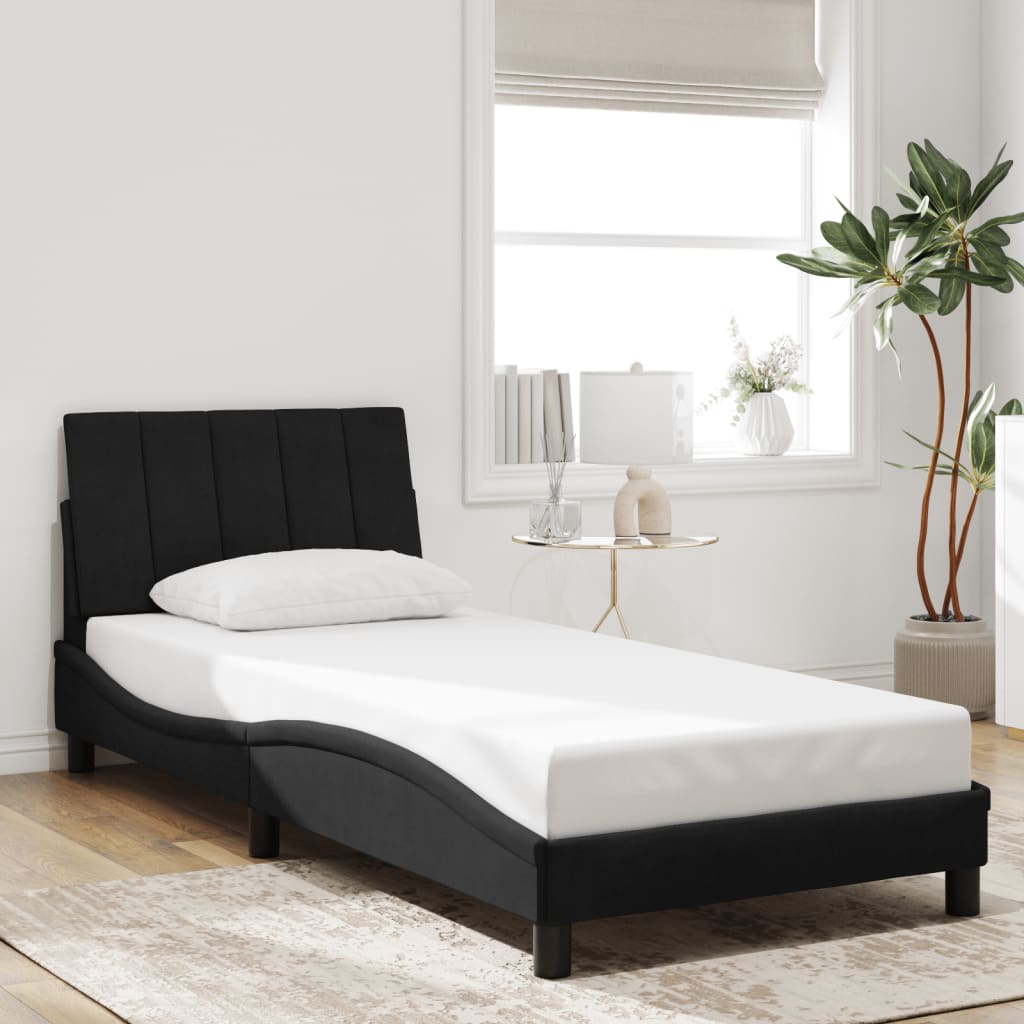 Estrutura de cama com LED sem colchão hanko 90x190 cm veludo preto