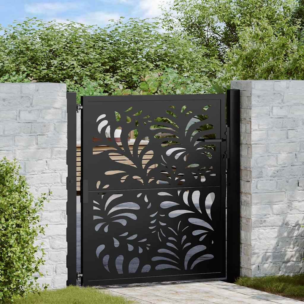 Portão de jardim 100x100 cm projeto de onda de aço preto