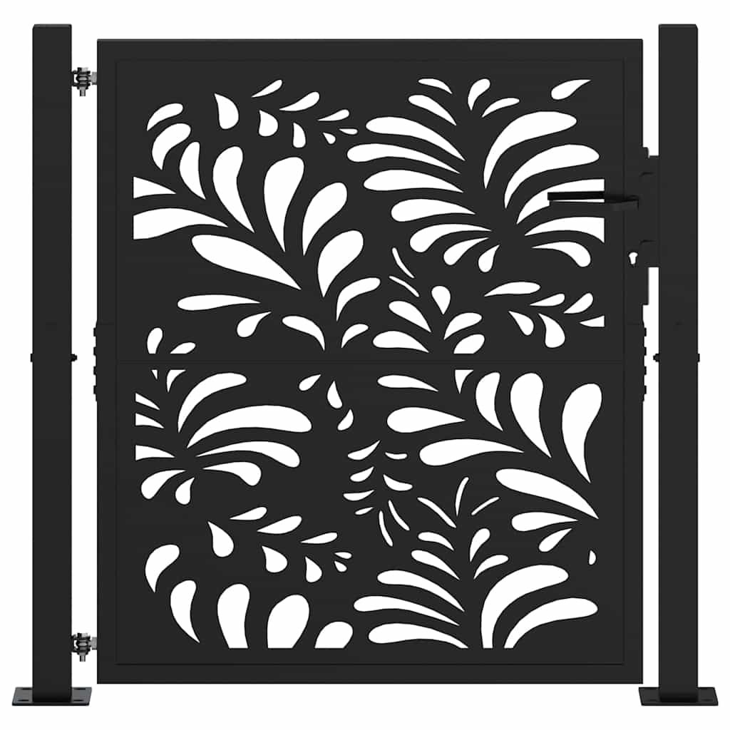 Portão de jardim 100x100 cm projeto de onda de aço preto