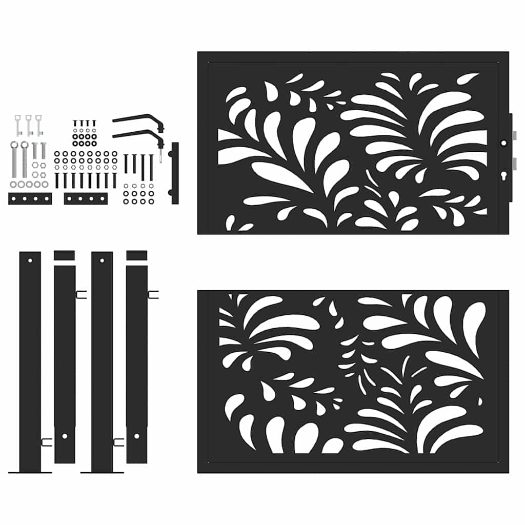 Portão de jardim 100x100 cm projeto de onda de aço preto