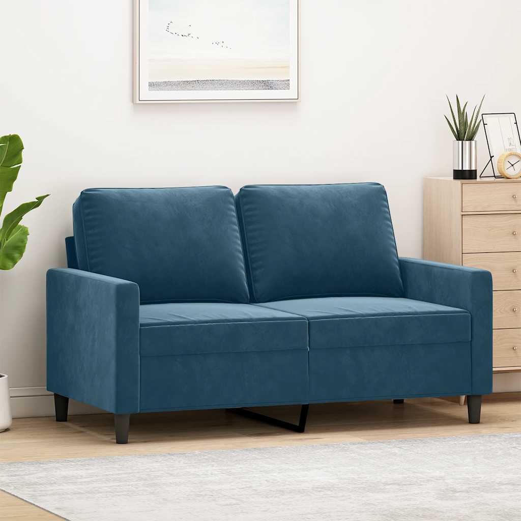 Sofá de 2 lugares veludo 120 cm azul