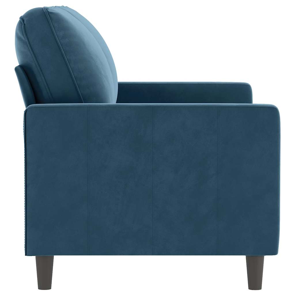 Sofá de 2 lugares veludo 120 cm azul