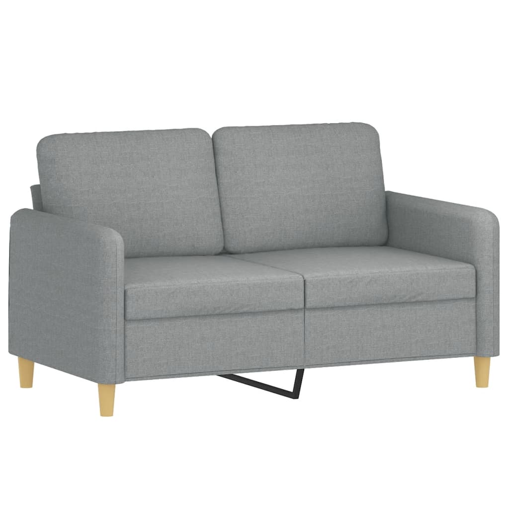 3 Pcs conjunto de sofás com almofadões tecido cinzento-claro
