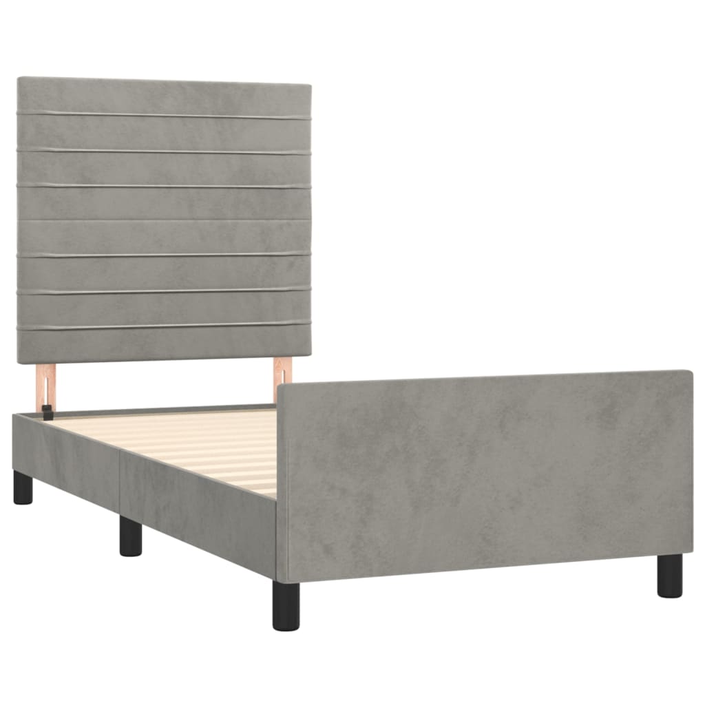Estrutura de cama sem colchão 90x200 cm veludo cinzento-claro