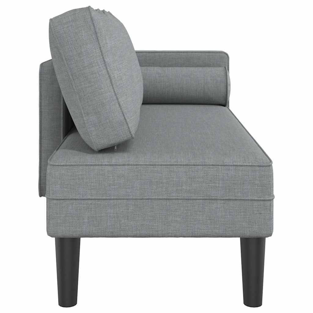 Chaise lounge com almofadões tecido cinzento-claro