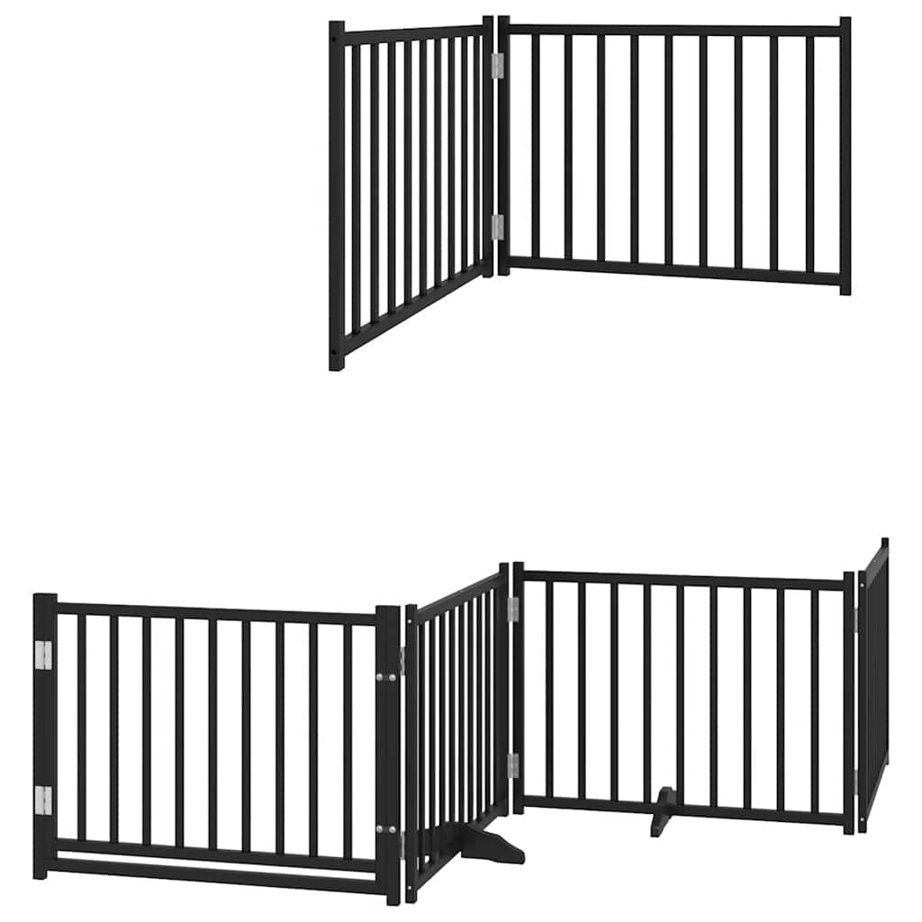 Portão p/ cães com porta dobrável 12 painéis 960 cm álamo preto