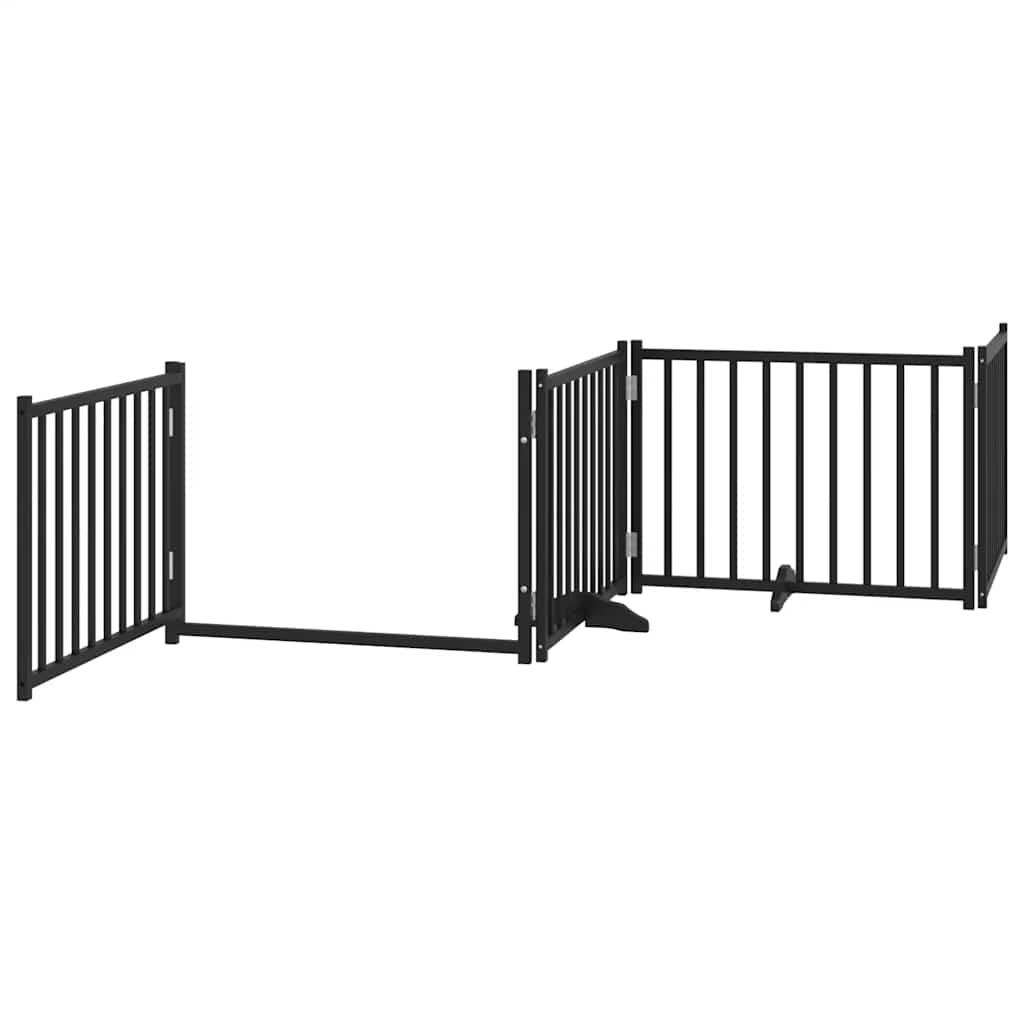Portão p/ cães com porta dobrável 12 painéis 960 cm álamo preto