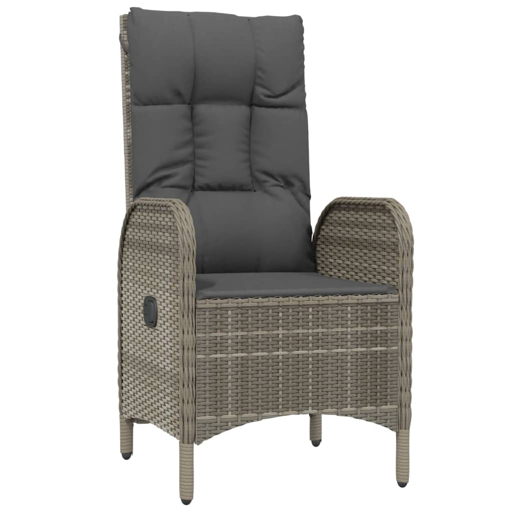 9 Pcs conjunto de jantar p/ jardim c/ almofadões vime PE cinza