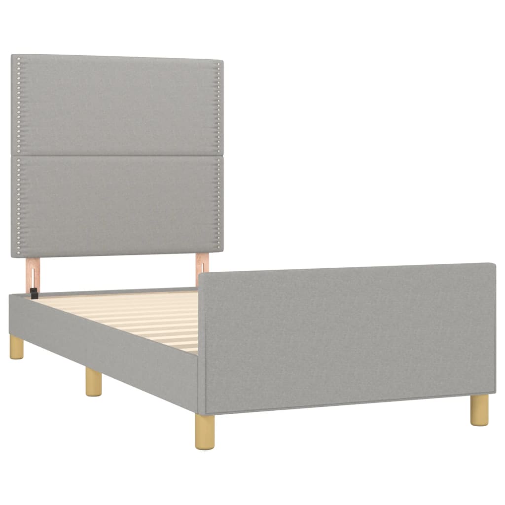 Estrutura de cama sem colchão 100x200 cm tecido cinzento-claro