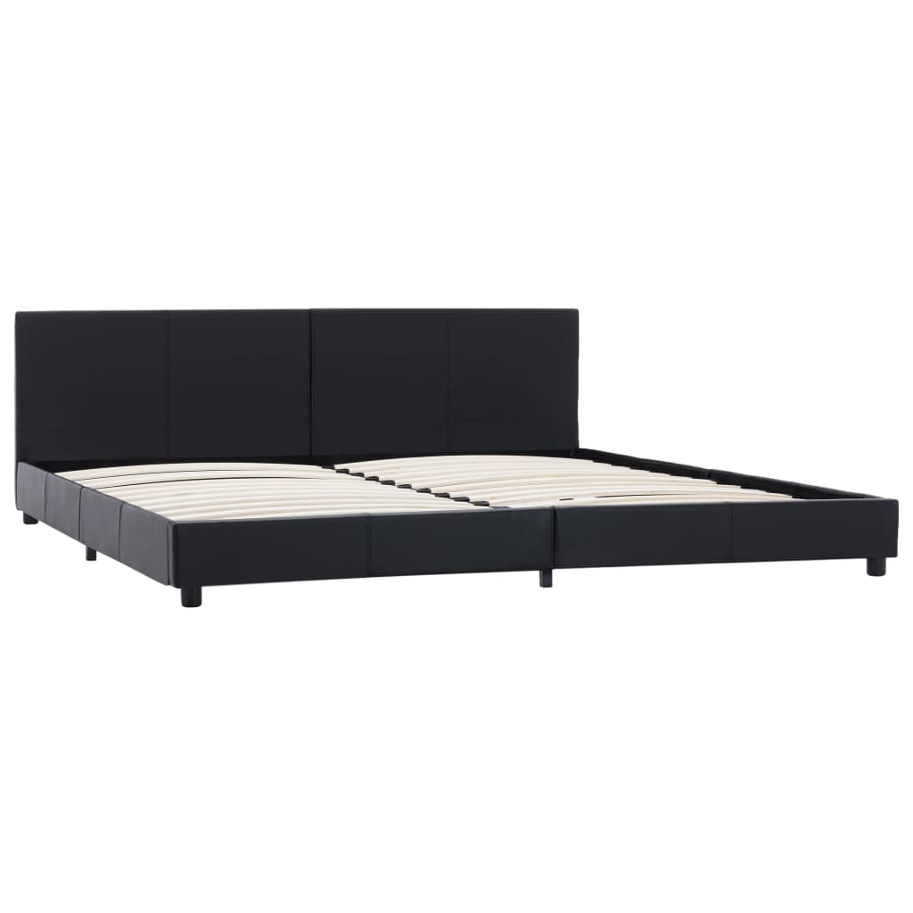 Estrutura de cama 180x200 cm couro artificial preto