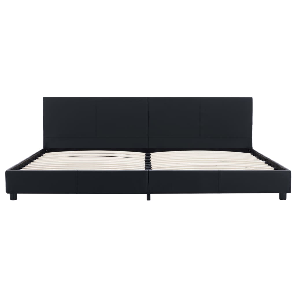 Estrutura de cama 180x200 cm couro artificial preto