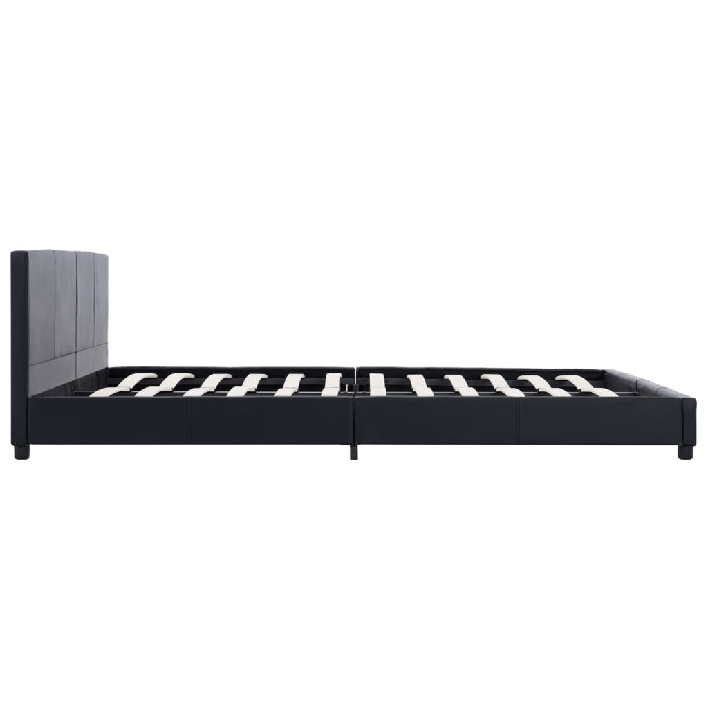 Estrutura de cama 180x200 cm couro artificial preto