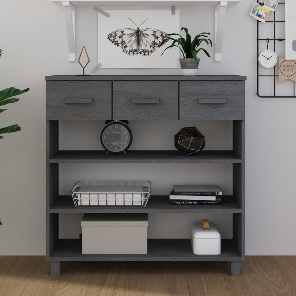 Mesa consola hamar 90x35x90 cm pinho maciço cinza-escuro